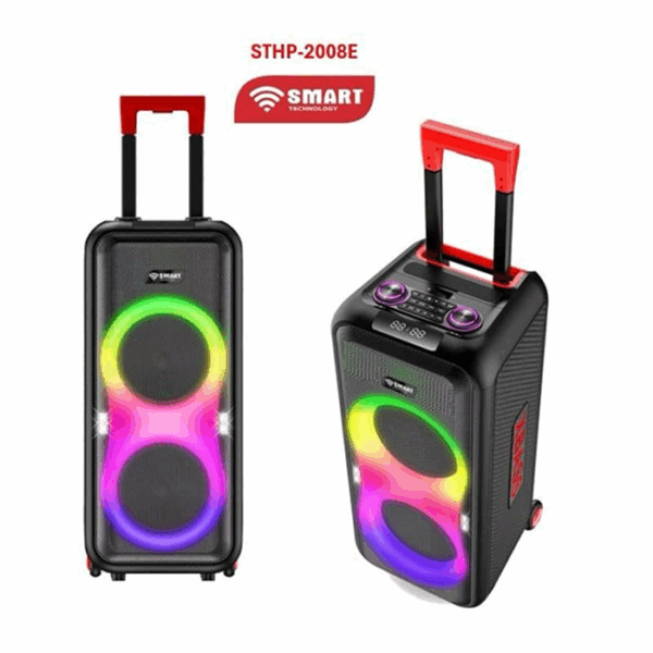HAUT PARLEUR 80W SMART BLUETOOTH/2MICROS/COMMANDE/USB/AUX/FM/LED